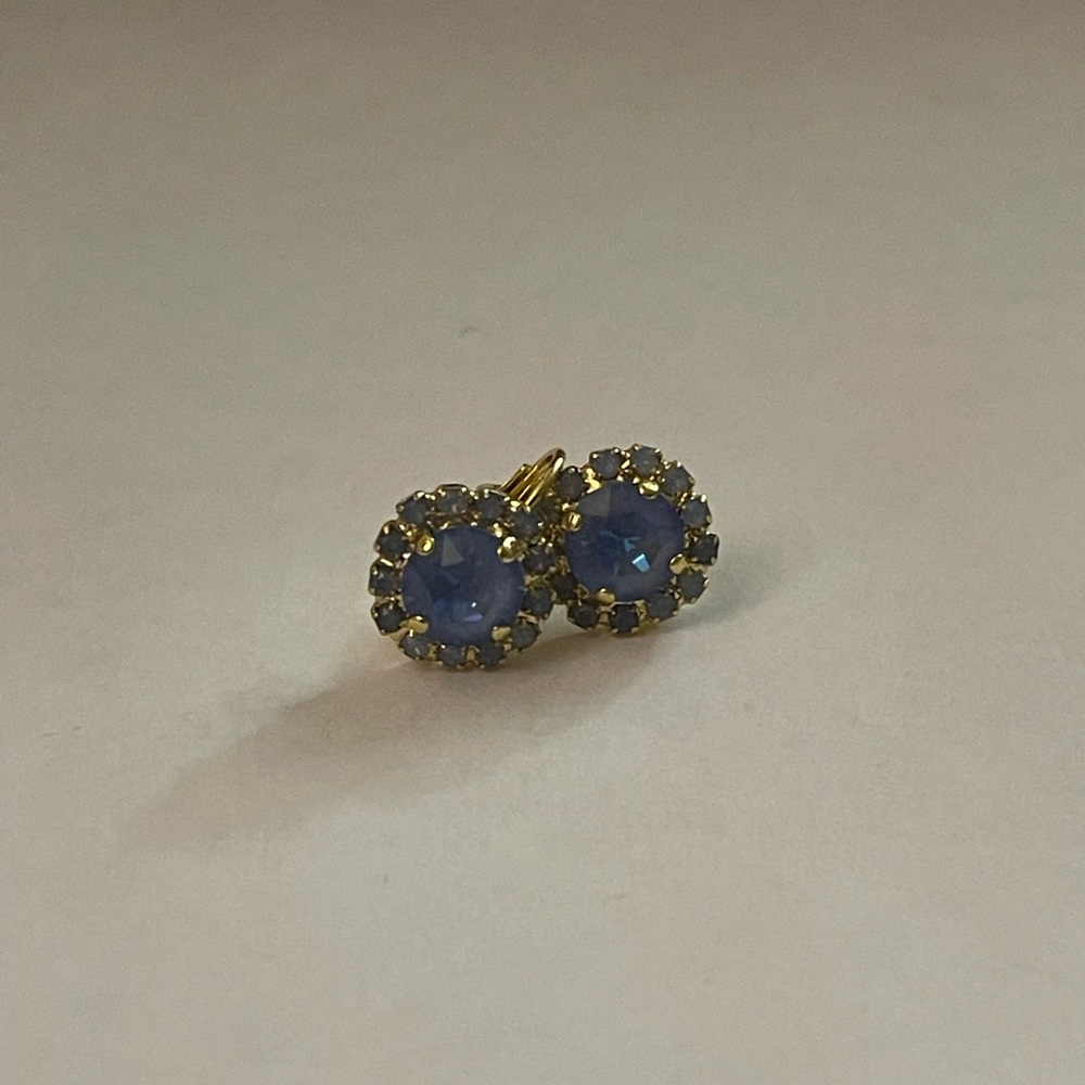 Elegant Blue and Gold Stud Earrings